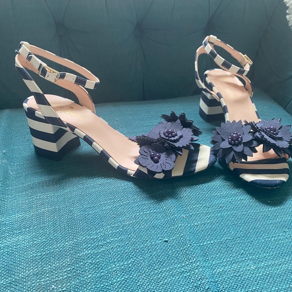 Kate Spade Navy/White Striped Wollie Sandals - Picture 3 of 6